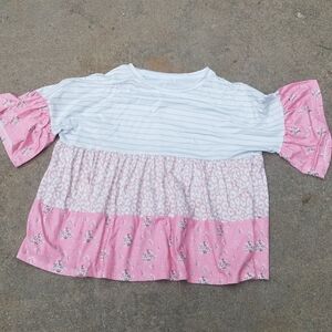 Chic Soul Pink and White Blouse